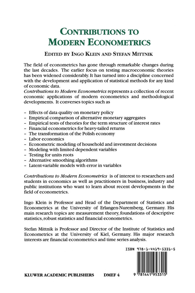 Contributions to Modern Econometrics