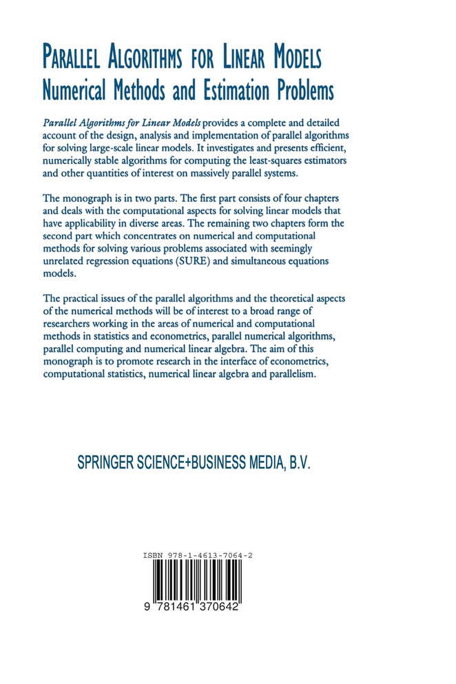 Parallel Algorithms for Linear Models