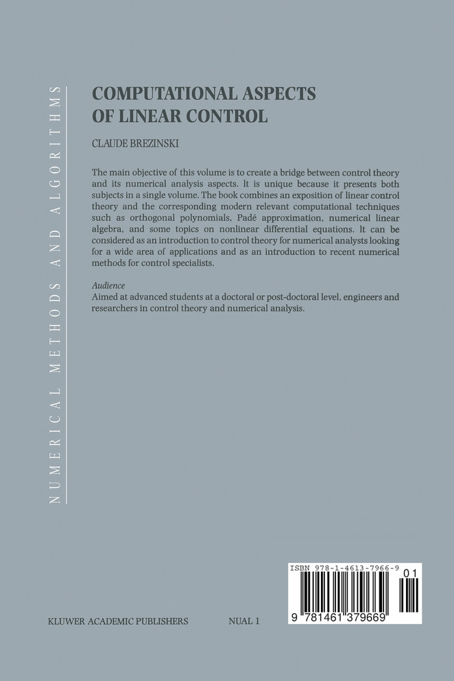 Computational Aspects of Linear Control