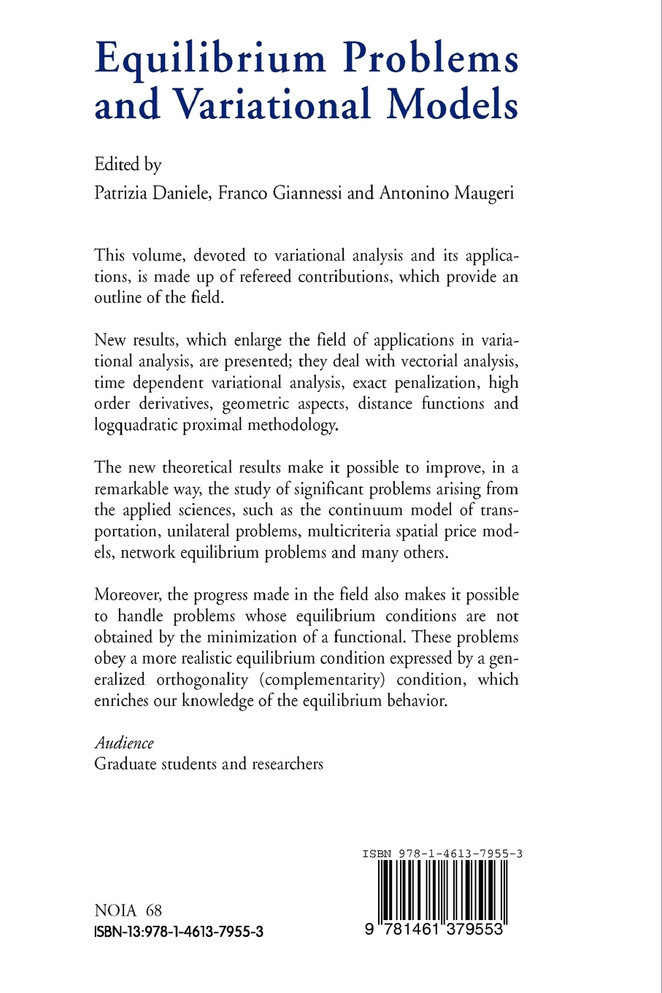 Equilibrium Problems and Variational Models