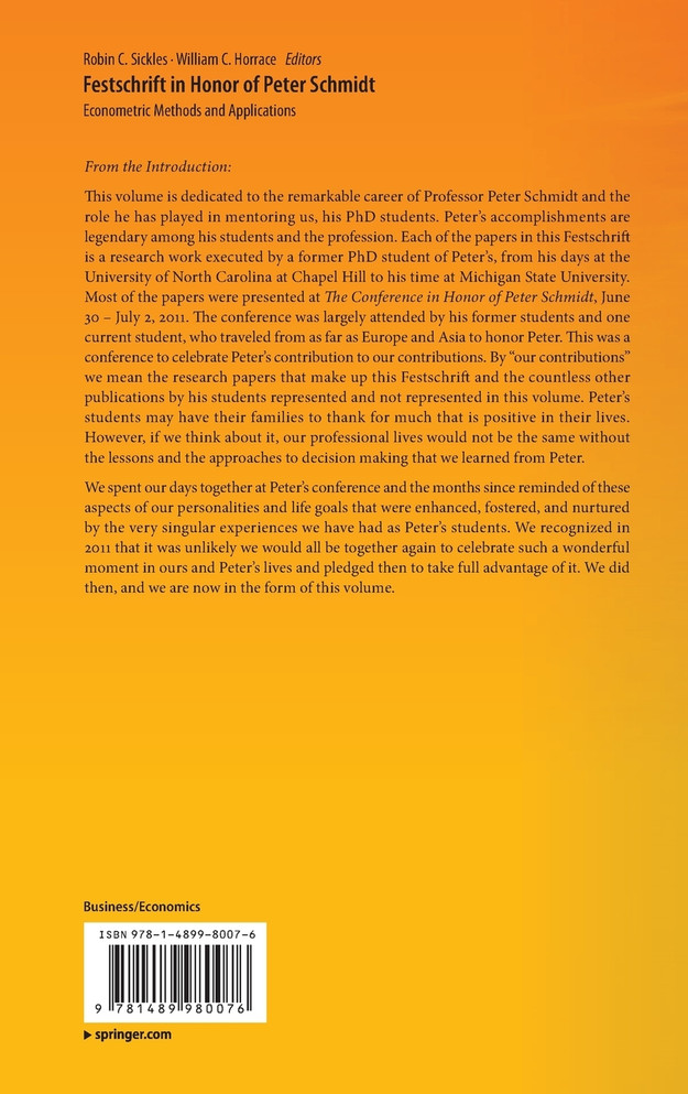 Festschrift in Honor of Peter Schmidt