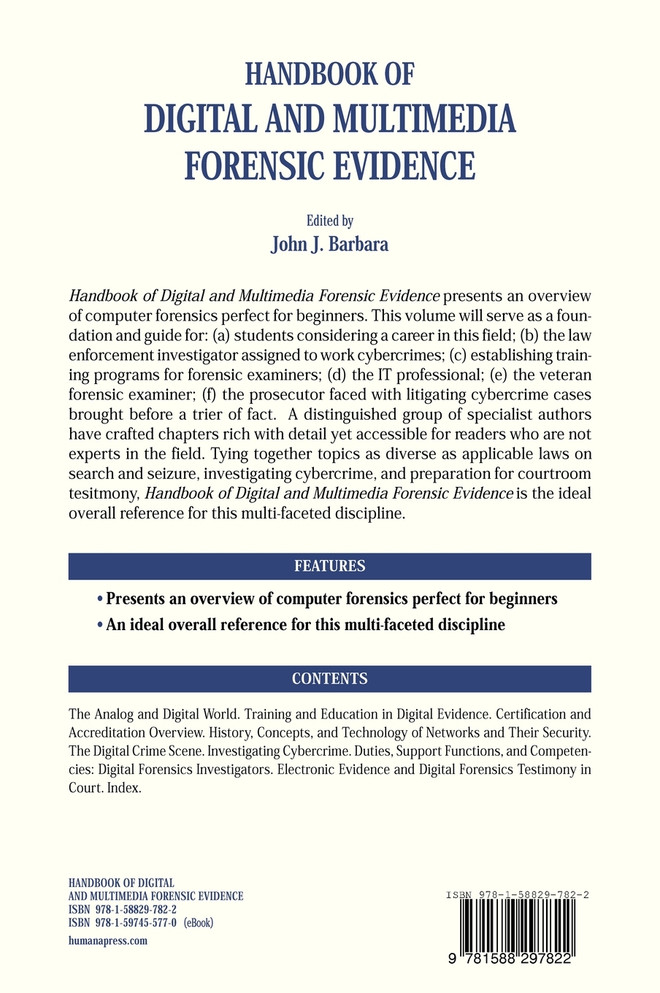 Handbook of Digital and Multimedia Forensic Evidence