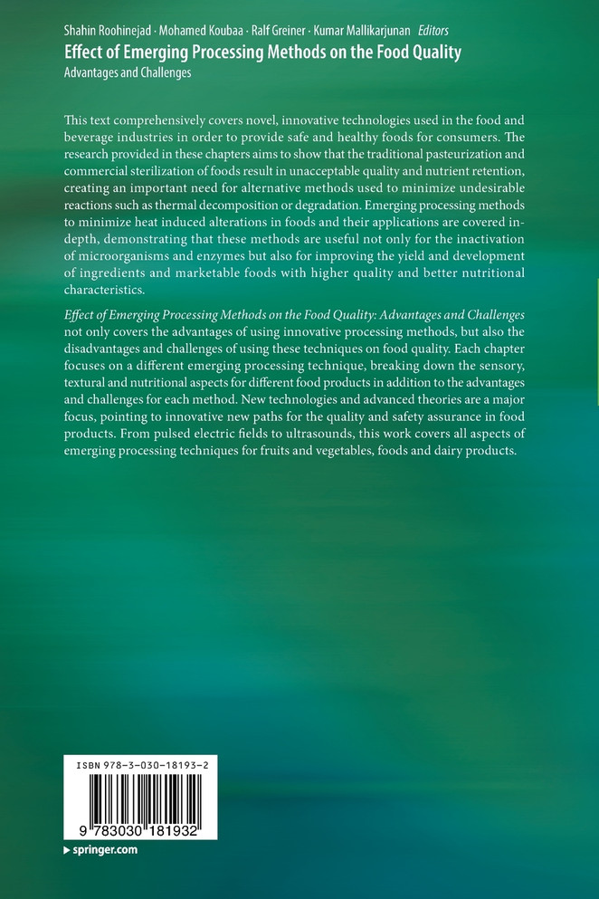 Effect of Emerging Processing Methods on the Food Quality