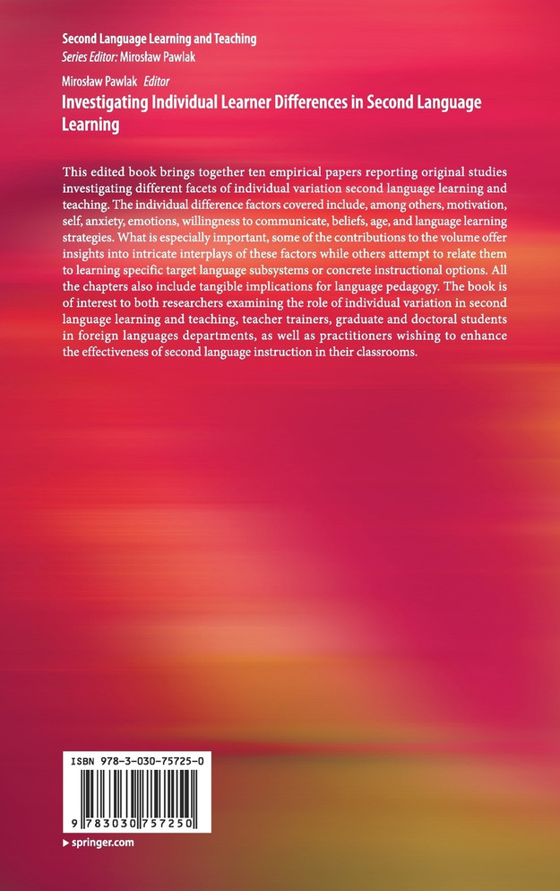 Investigating Individual Learner Differences in Second Language Learning