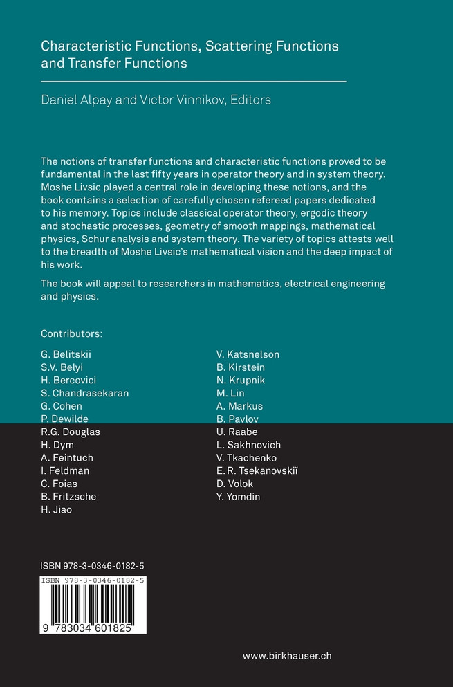 Characteristic Functions, Scattering Functions and Transfer Functions