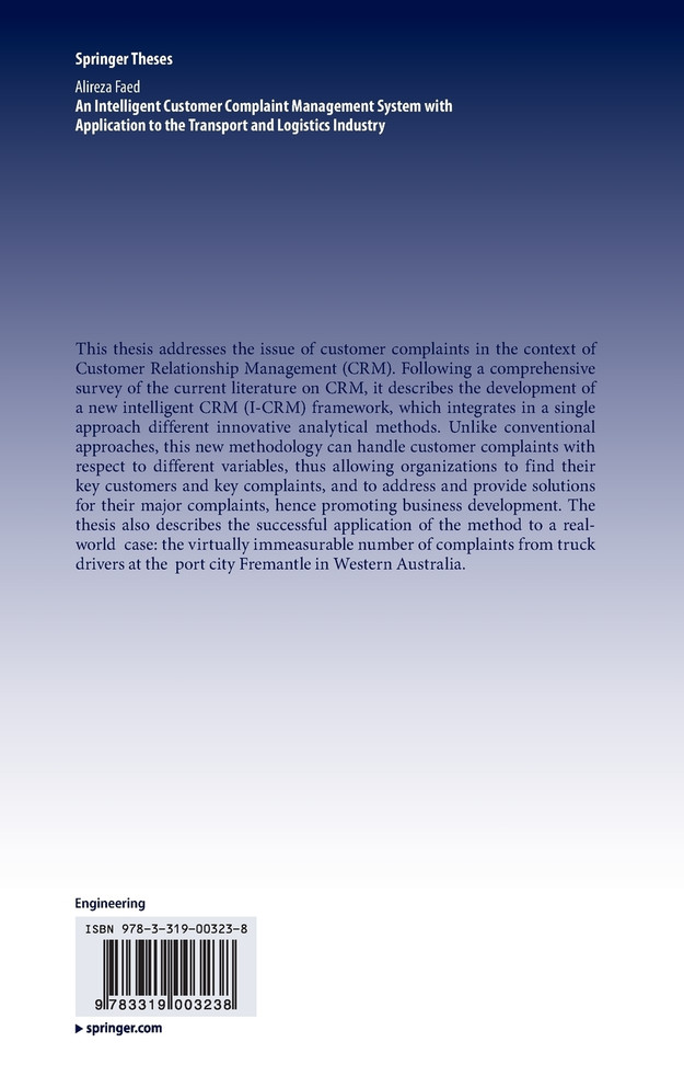 An Intelligent Customer Complaint Management System with Application to the Transport and Logistics Industry