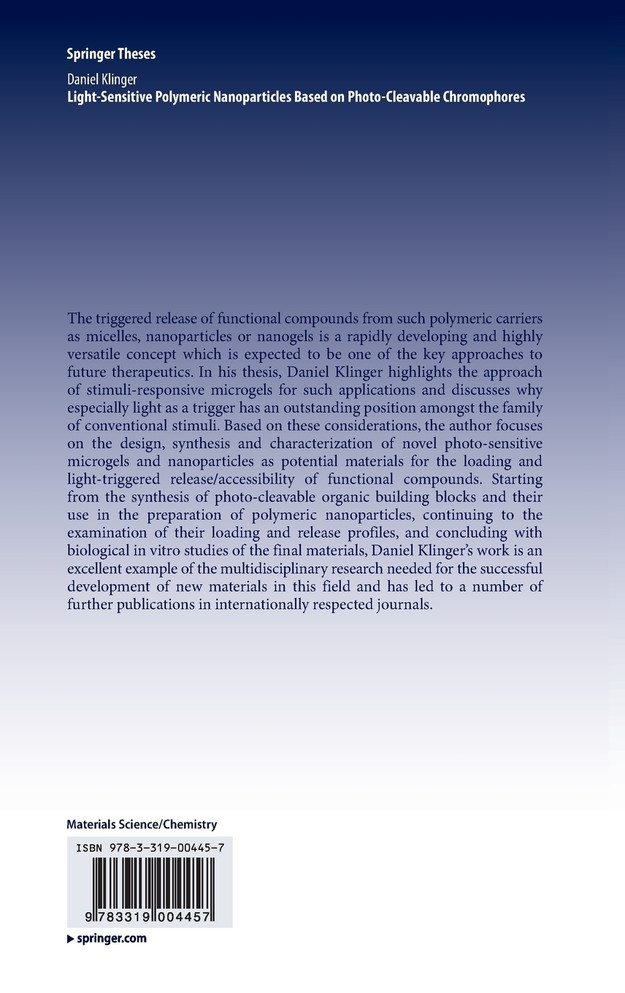 Light-Sensitive Polymeric Nanoparticles Based on Photo-Cleavable Chromophores