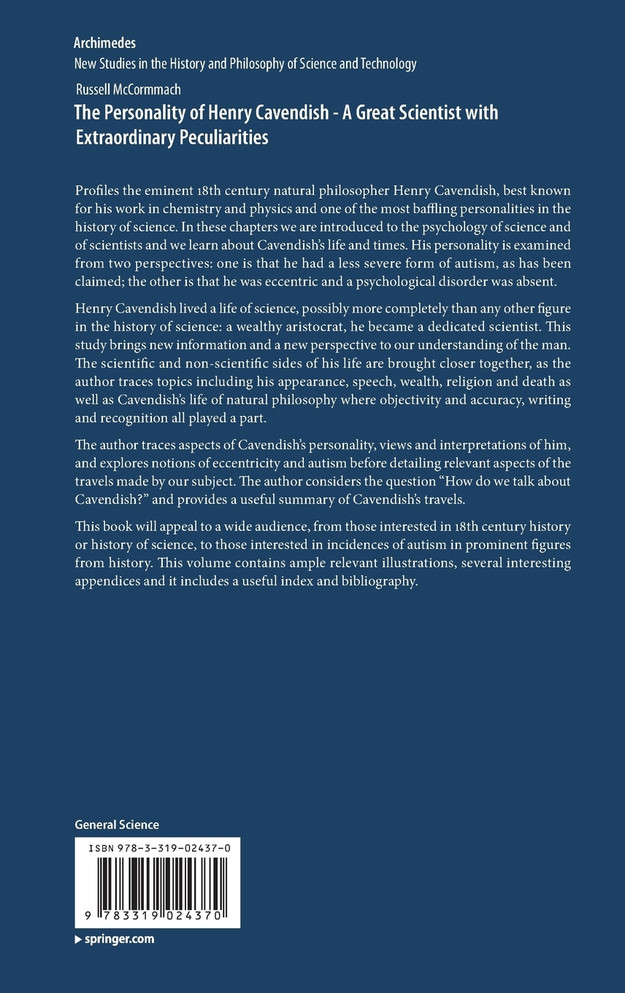 The Personality of Henry Cavendish - A Great Scientist with Extraordinary Peculiarities