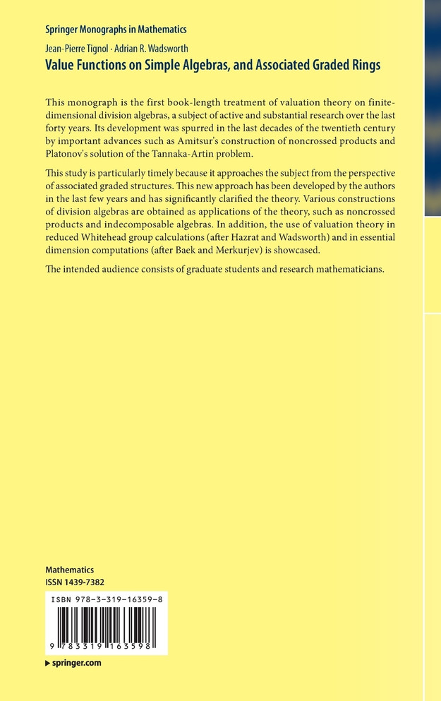 Value Functions on Simple Algebras, and Associated Graded Rings