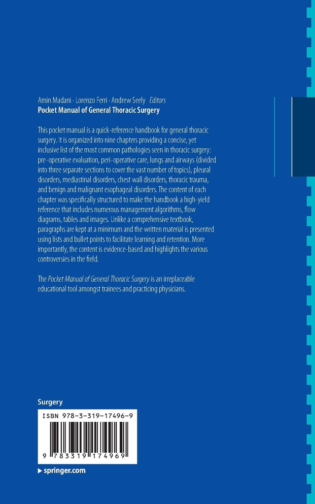 Pocket Manual of General Thoracic Surgery Pocket Manual of General Thoracic Surgery