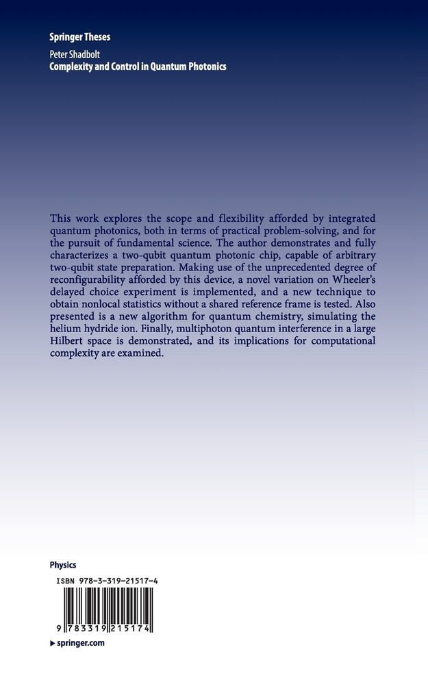 Complexity and Control in Quantum Photonics