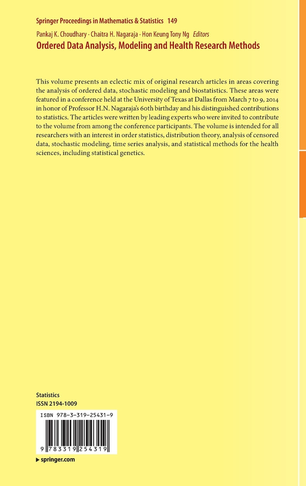 Ordered Data Analysis, Modeling and Health Research Methods