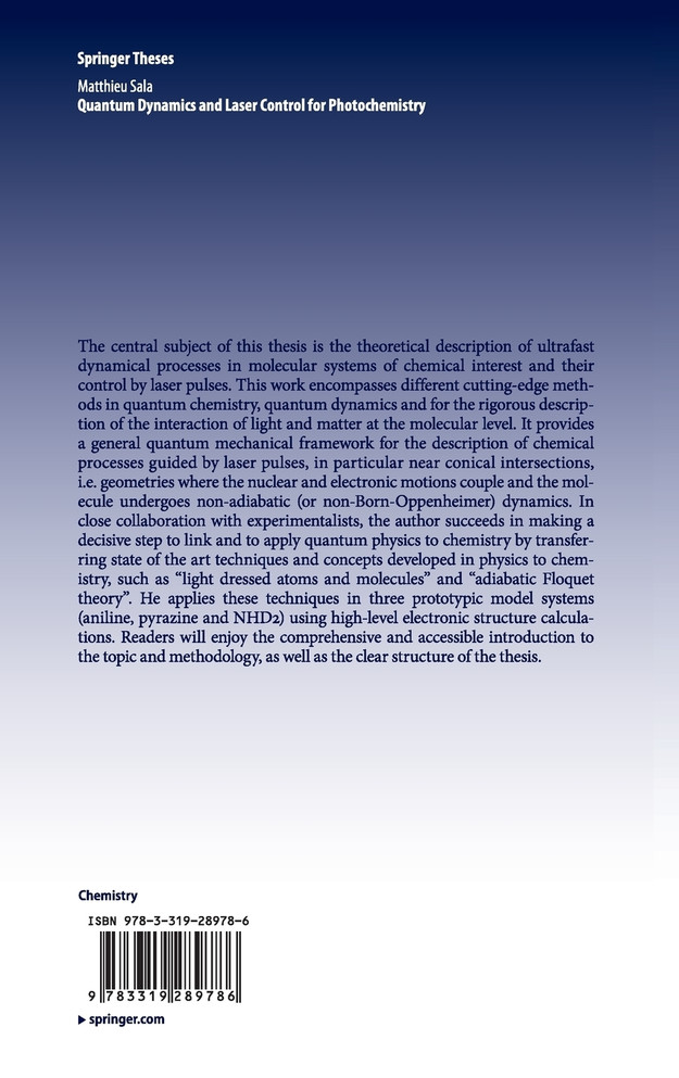 Quantum Dynamics and Laser Control for Photochemistry