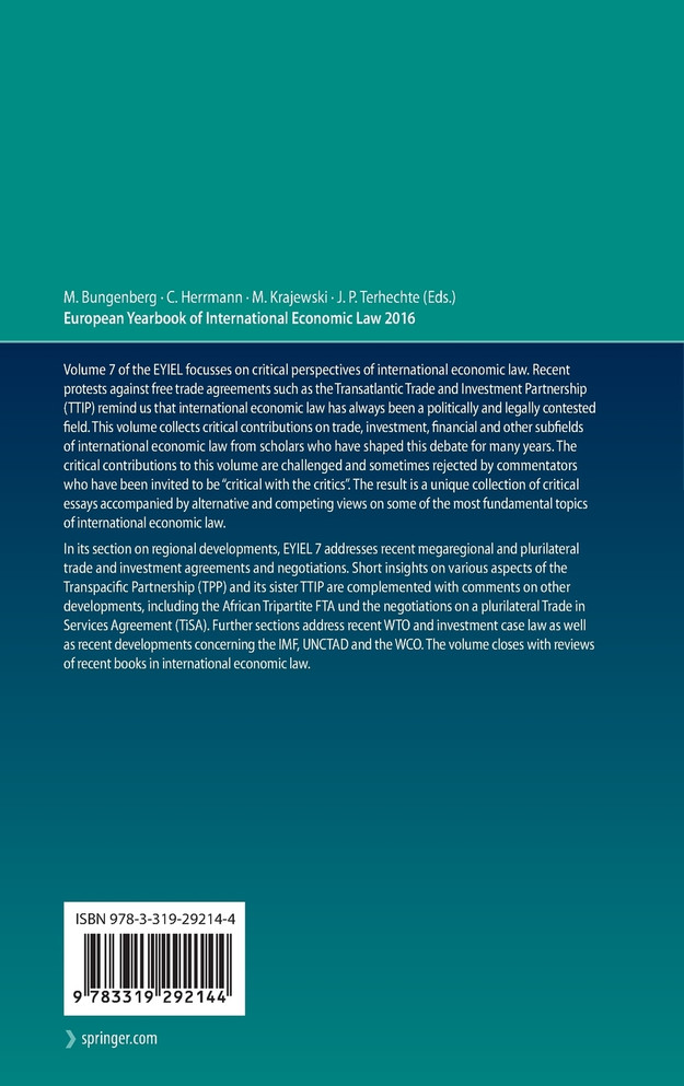 European Yearbook of International Economic Law 2016
