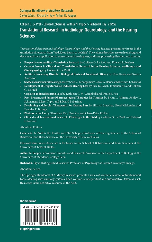 Translational Research in Audiology, Neurotology, and the Hearing Sciences
