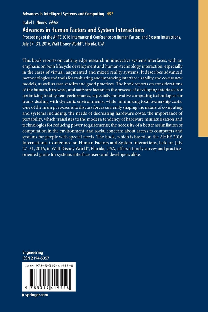Advances in Human Factors and System Interactions