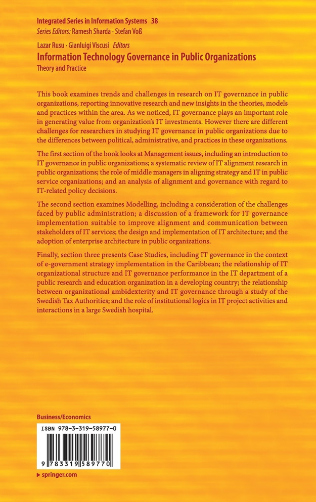 Information Technology Governance in Public Organizations