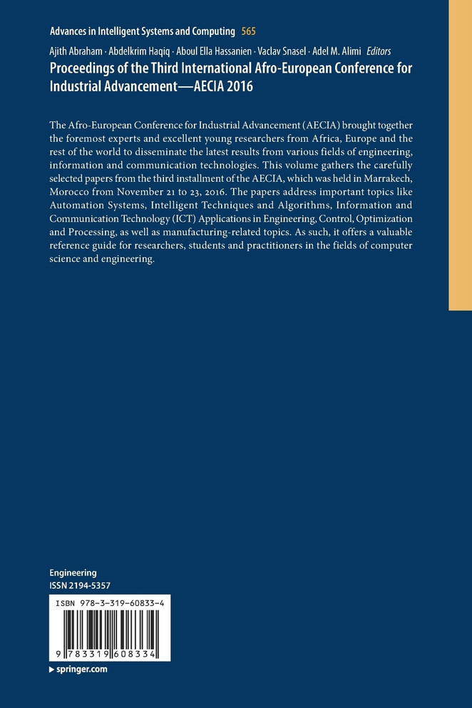 Proceedings of the Third International Afro-European Conference for Industrial Advancement - AECIA 2016