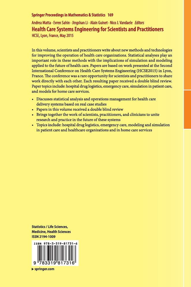 Health Care Systems Engineering for Scientists and Practitioners