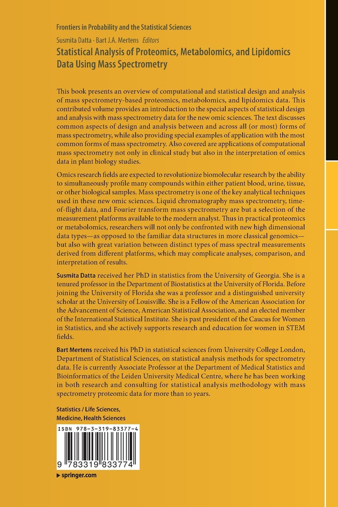 Statistical Analysis of Proteomics, Metabolomics, and Lipidomics Data Using Mass Spectrometry