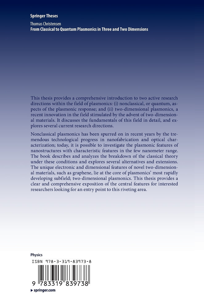 From Classical to Quantum Plasmonics in Three and Two Dimensions