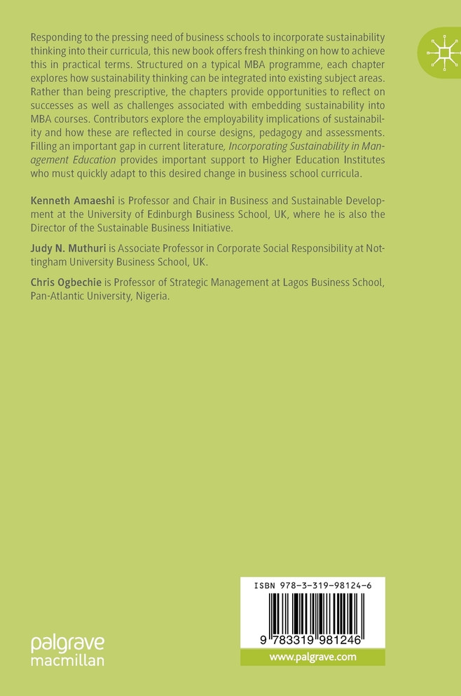 Incorporating Sustainability in Management Education