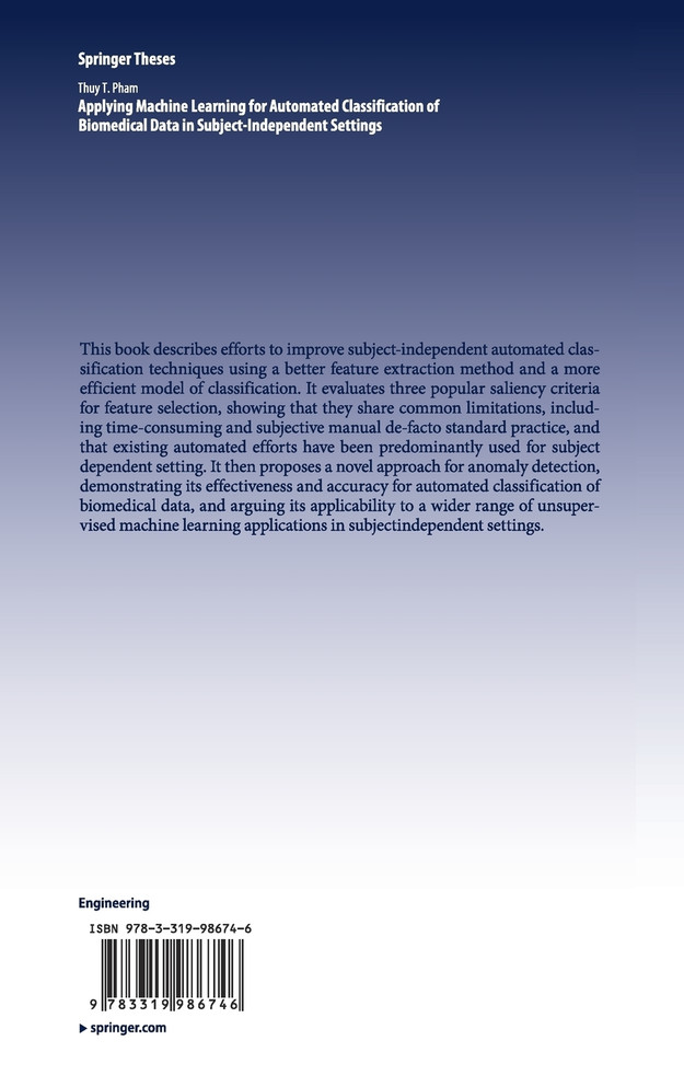 Applying Machine Learning for Automated Classification of Biomedical Data in Subject-Independent Settings