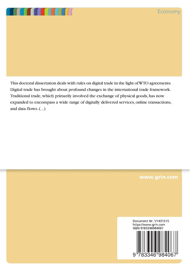 Rules on Digital Trade in the Light of World Trade Organization Agreements