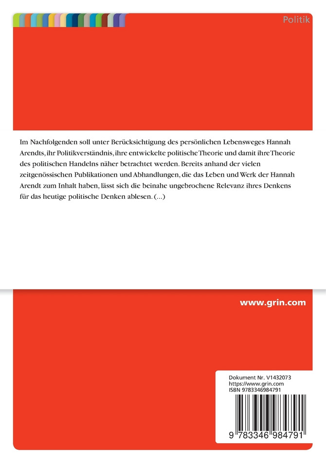 Das Politikverständnis von Hannah Arendt. Theorie des politischen Handelns