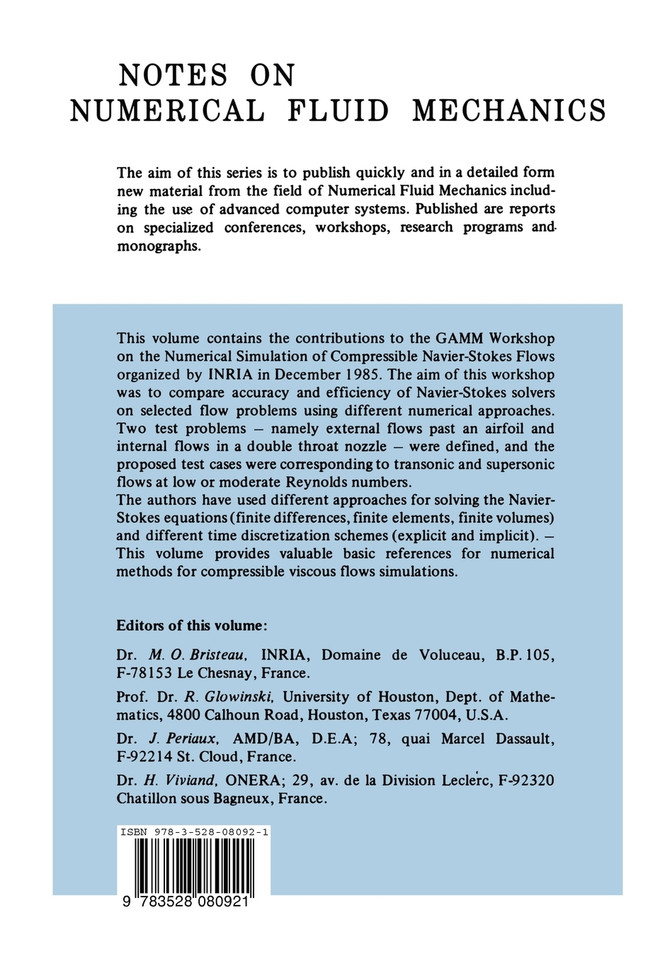 Numerical Simulation of Compressible Navier-Stokes Flows