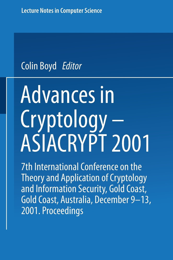 Advances in Cryptology Asiacrypt 2001