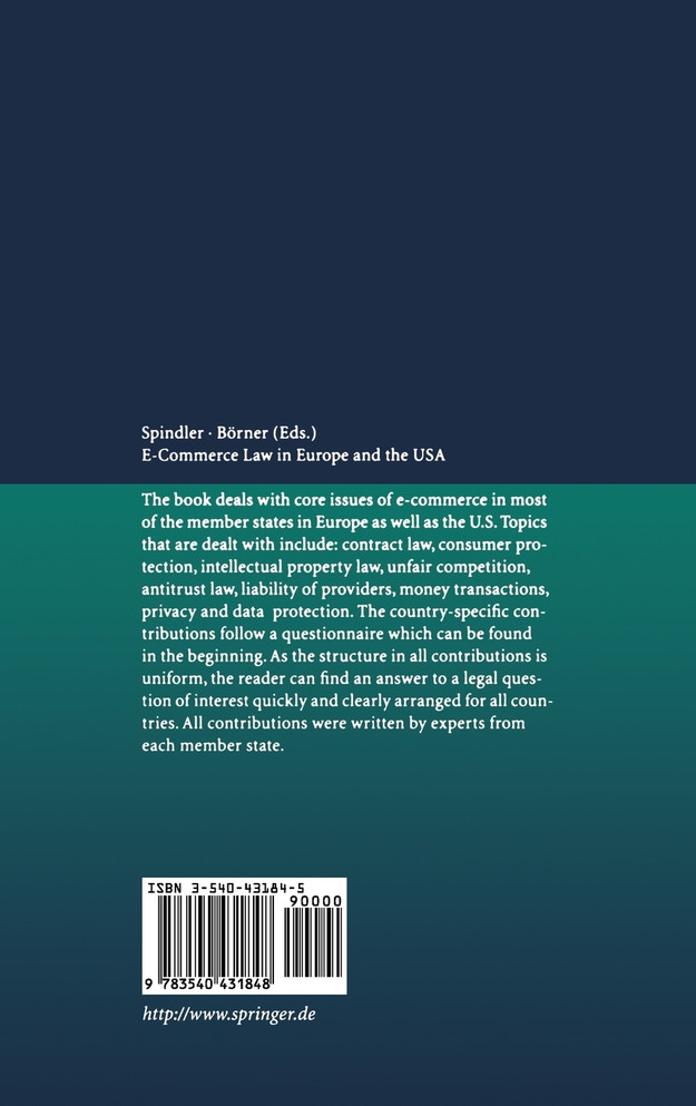 E-Commerce Law in Europe and the USA