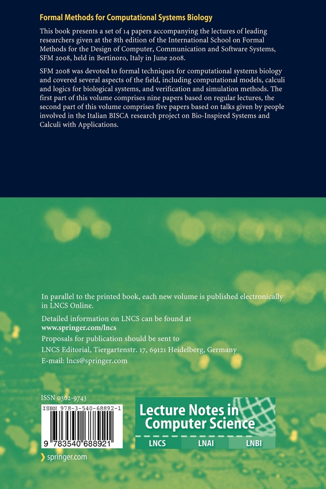 Formal Methods for Computational Systems Biology