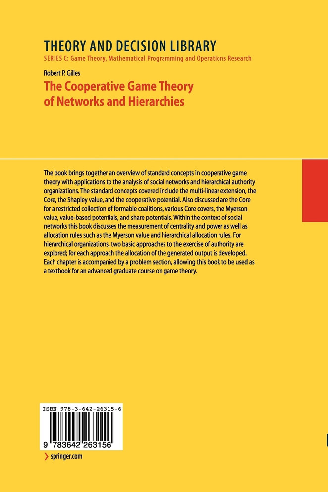 The Cooperative Game Theory of Networks and Hierarchies