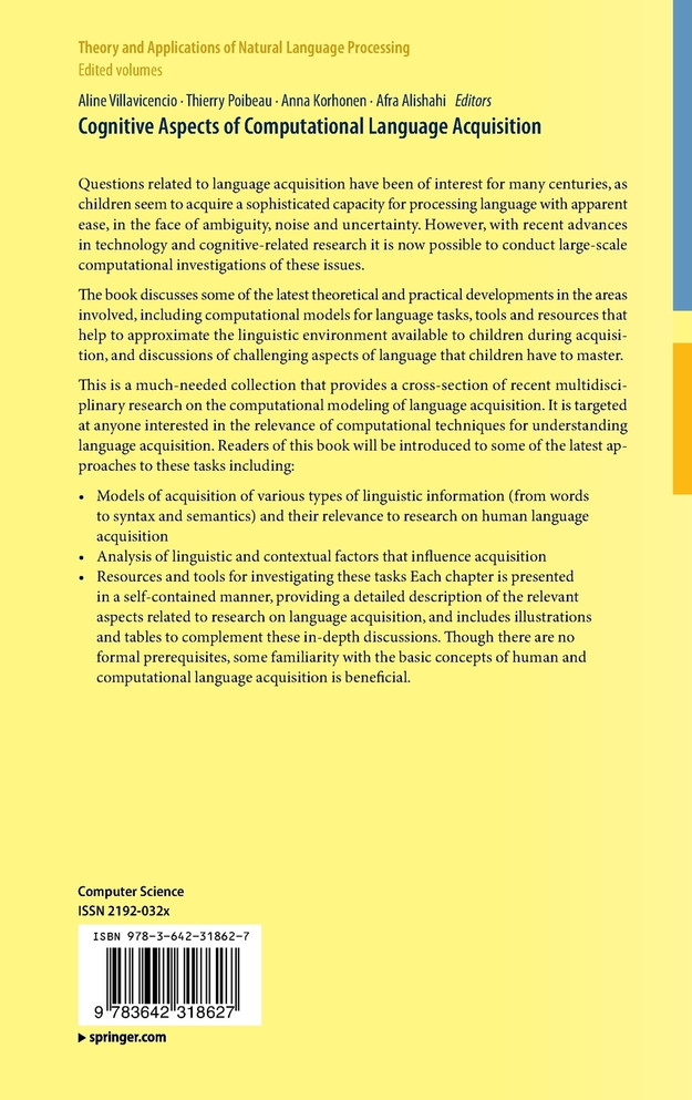 Cognitive Aspects of Computational Language Acquisition