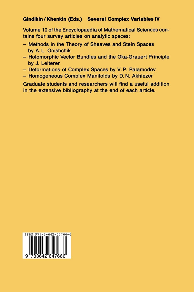 Several Complex Variables IV