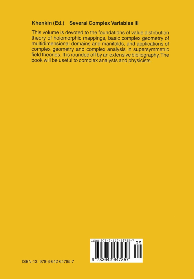Several Complex Variables III