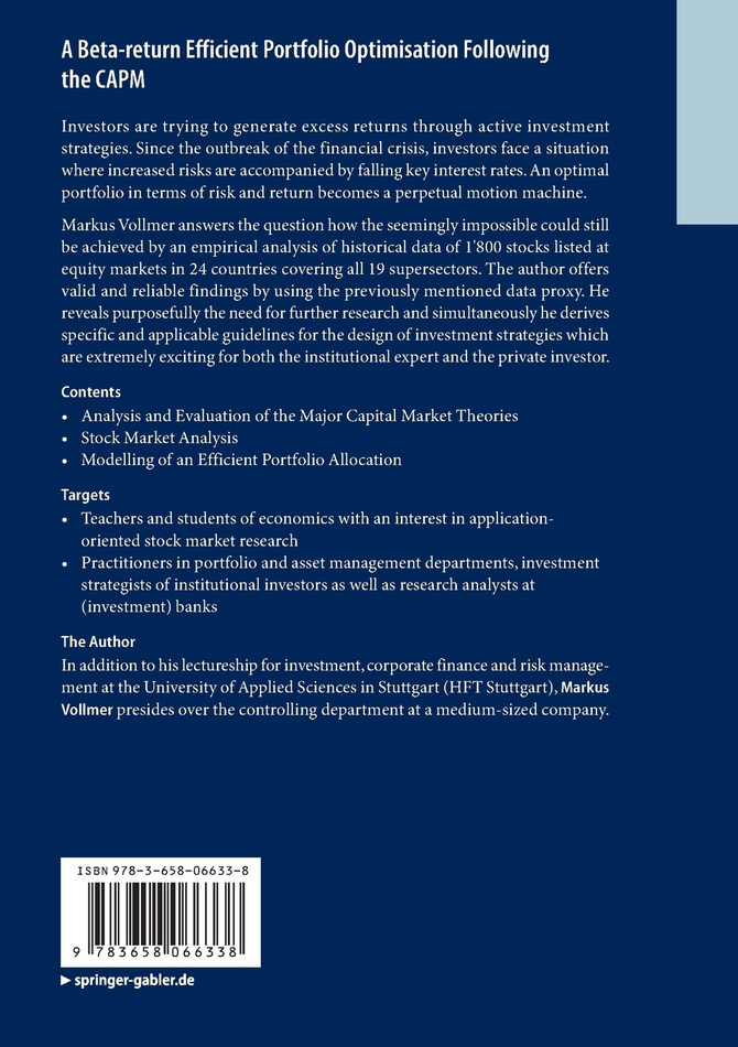 A Beta-return Efficient Portfolio Optimisation Following the CAPM