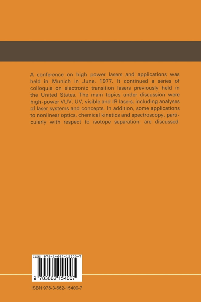 High-Power Lasers and Applications