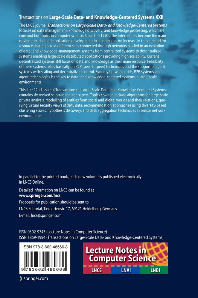 Transactions on Large-Scale Data- and Knowledge-Centered Systems XXII