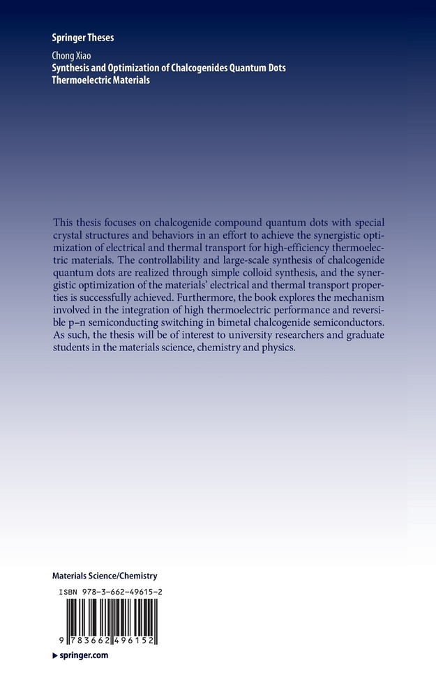 Synthesis and Optimization of Chalcogenides Quantum Dots Thermoelectric Materials