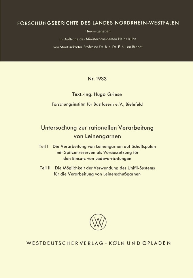 Untersuchung zur rationellen Verarbeitung von Leinengarnen