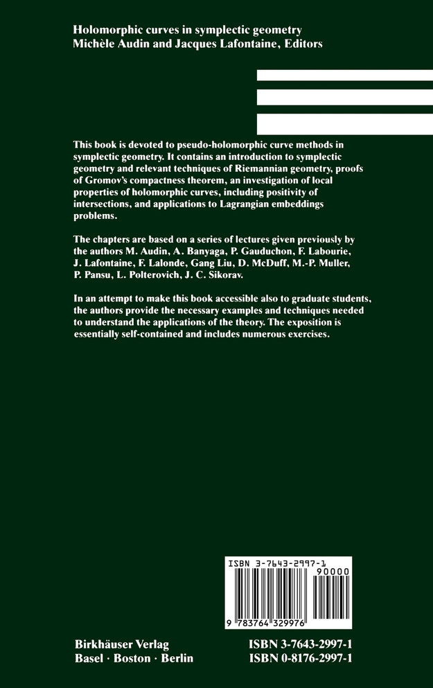 Holomorphic Curves in Symplectic Geometry