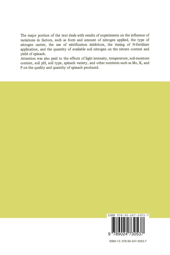 Environmental Factors and Cultural Measures Affecting The Nitrate Content in Spinach