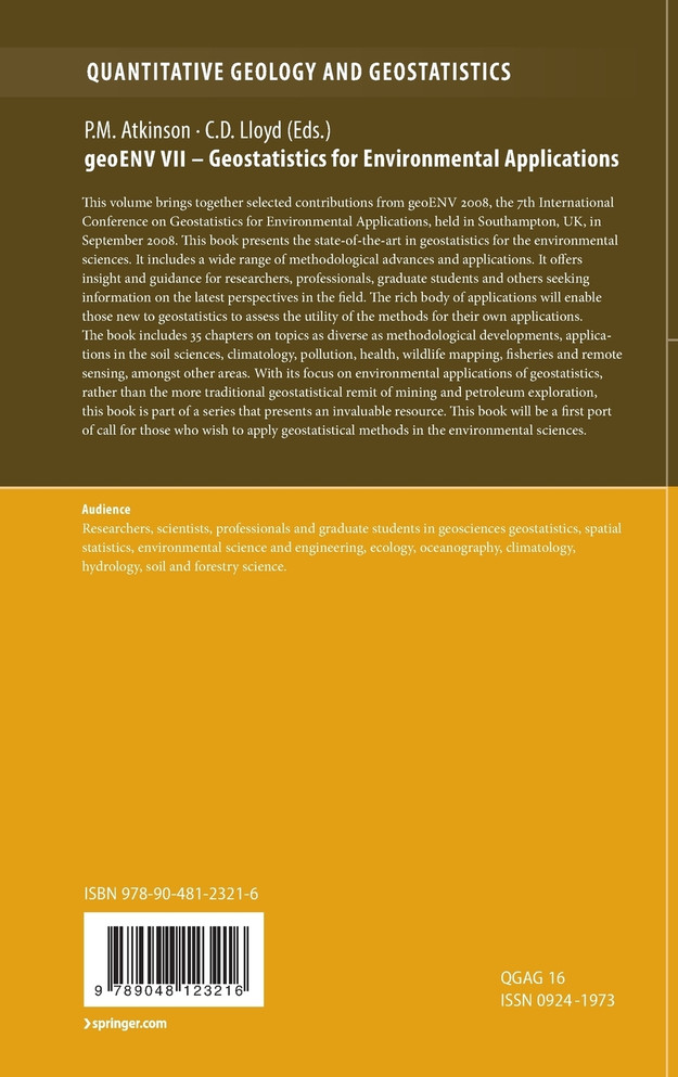 Geoenv VII Geostatistics for Environmental Applications