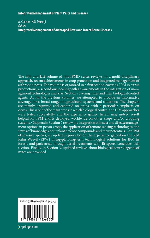 Integrated Management of Arthropod Pests and Insect Borne Diseases