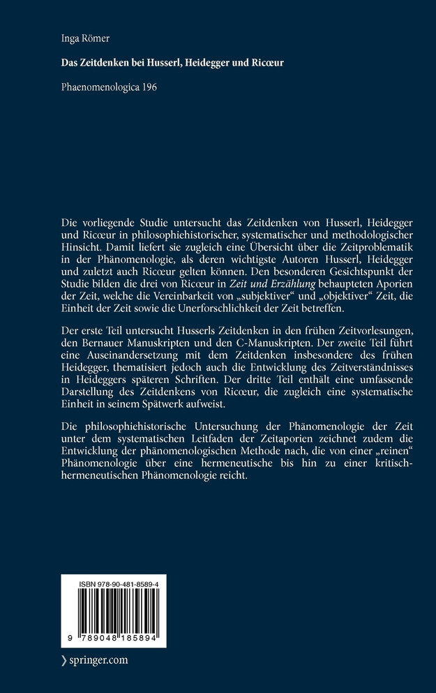 Das Zeitdenken bei Husserl, Heidegger und Ricoeur