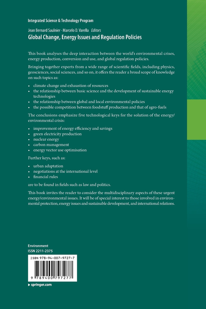 Global Change, Energy Issues and Regulation Policies