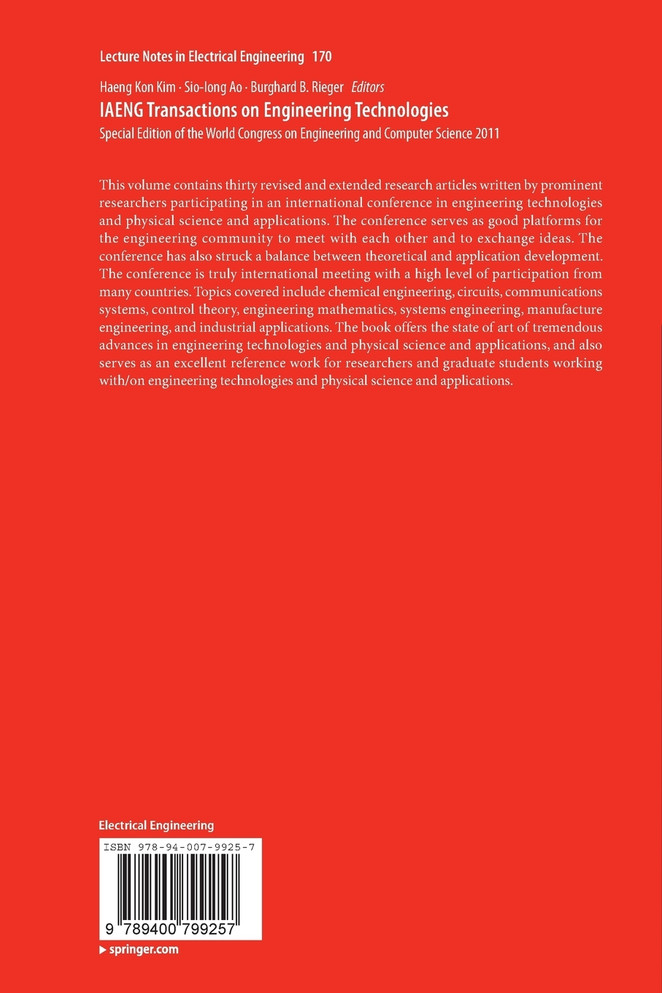 IAENG Transactions on Engineering Technologies