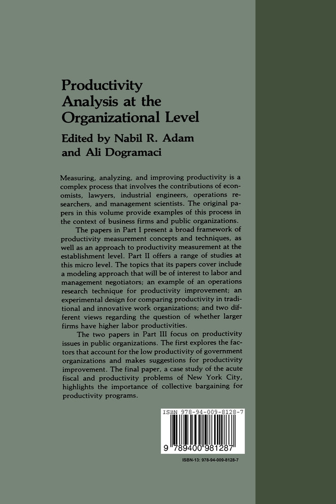 Productivity Analysis at the Organizational Level